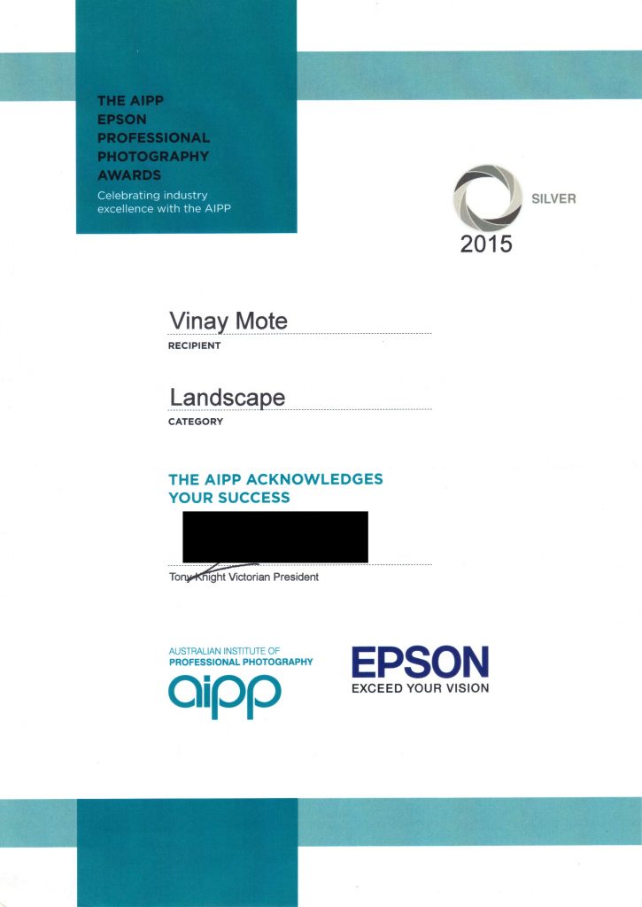 Vinay Mote AIPP Silver Award 2015